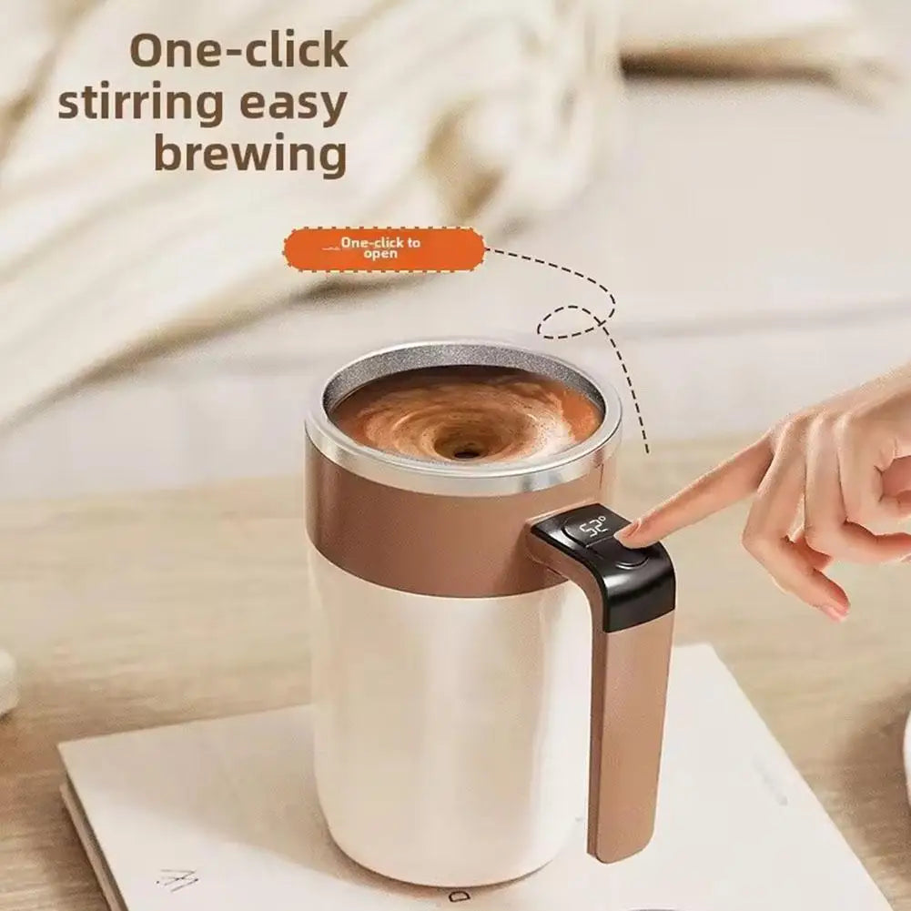 400ML Mixing Cup LED Temperature Display Coffee Cup 316 Stainless Steel Magnetic rotating stirring Milk Coffee Self Stirring Mug