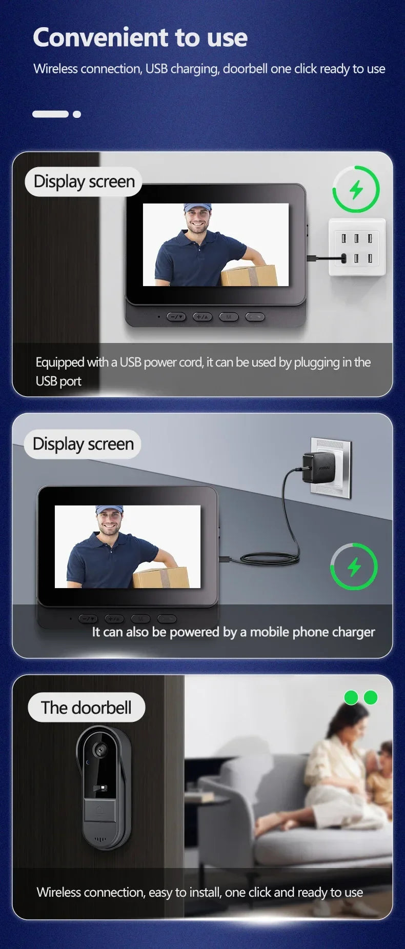 New Waterproof Doorbell Camera 4.3in IPS Screen Wireless Intercom Doorbell Night HD Vision Smart Home Security Video By Bell