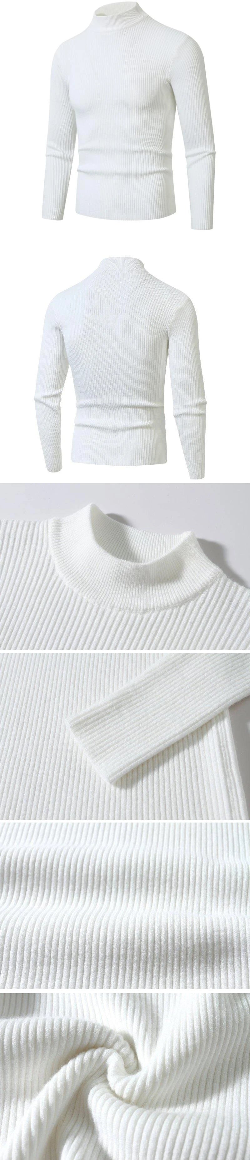Mens Mock Neck Pullover Sweater High Neck Turtleneck Long Sleeve Sweaters for Men Winter Warm Outwear Stripes Casual Coats