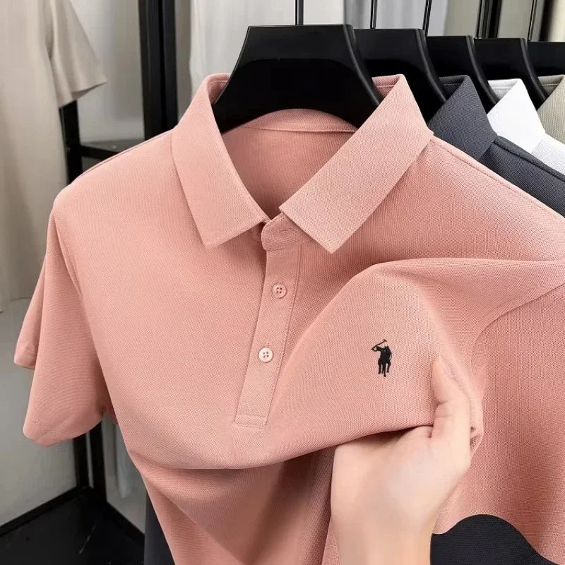 2026 New Men's Luxury Pony Embroidery Polo Shirt – High-Quality Embroidered Collar Short-Sleeve Casual Dress Summer T-Shirt
