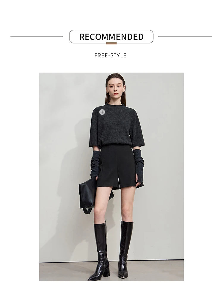 AMII 2025 Autumn Concise for Loose Casual Wide-leg Female pants Elegant Office Lady Simple  Shorts Bottoms 12523083