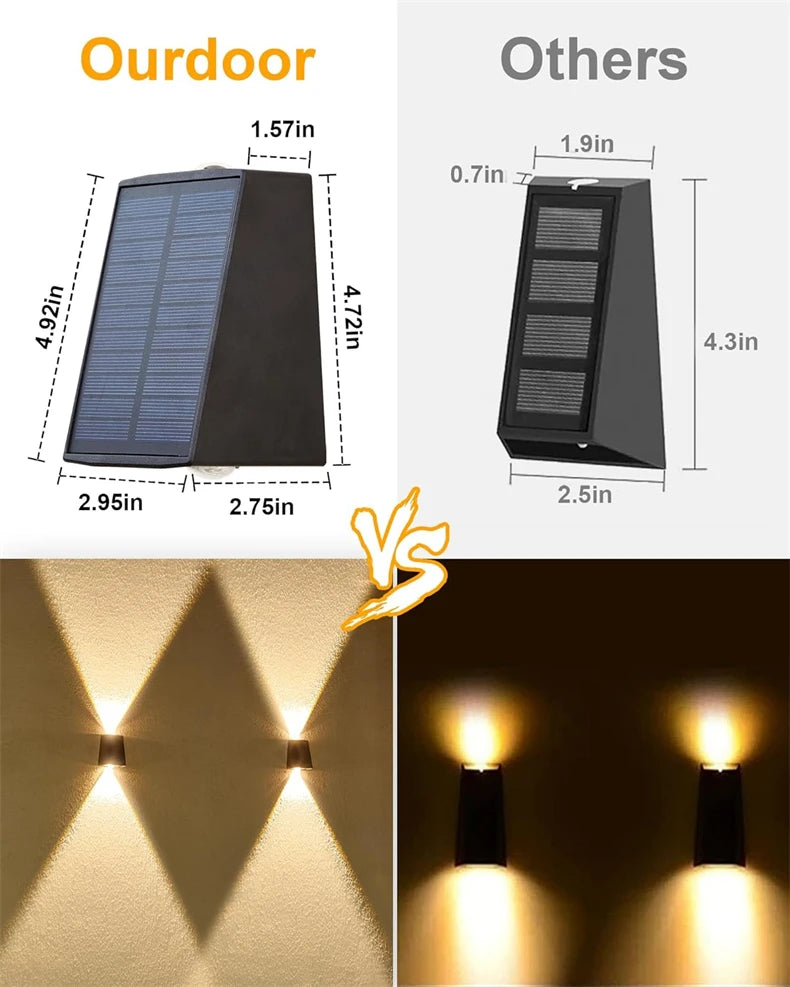 LED Outdoor Solar Wall Light Up And Down Luminous Garden Lamp Villa Courtyard Porch Street Decorative Lighting Wall Washer Light