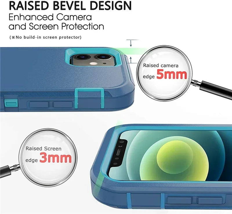 Shockproof Case for iPhone 16 15 14 13 12 11 ProMax Plus Military-Grade Heavy Duty Slim Silicone Cover Soft TPU Bumper 2-Pack