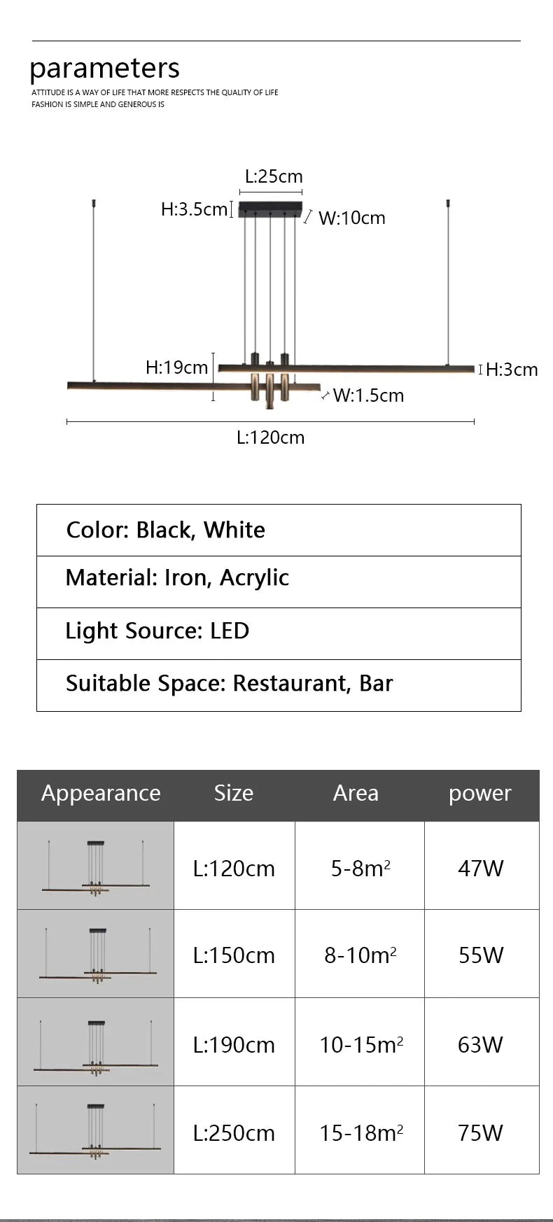 Modern light creative bar counter strip designer lamps LED Pendant Light  for Dining Table Kitchen Chandelier Memory Function