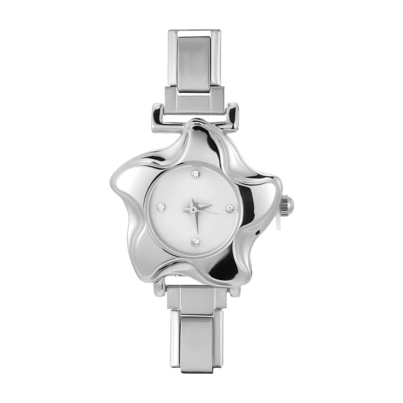 Irregular alloy case Arabic numeral classic dial Stars-shaped diamond-encrusted fashion Stainless Steel Bracelet ladies watch