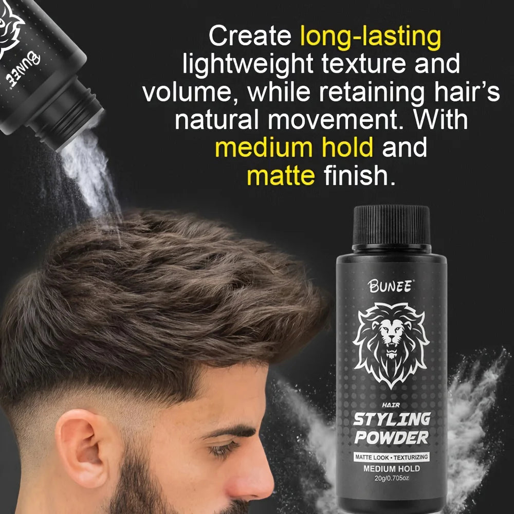 BUNEE 20g Volumizing Powder - Instantly Lifts Roots, Oil Control & Volume in 5 Sec | Men’s Styling Powder