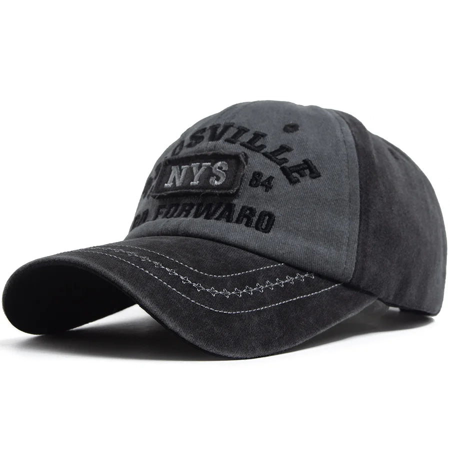 Vintage Washed Two Tone Baseball Cap Men Women Letter Embroidery Distressed Dad Hat Contrast Stitch Adjustable Sun Hat Unisex