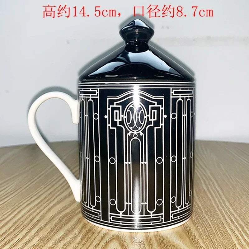 Creative Ceramic Lovers Mug Geometric Pattern Western Food Afternoon Tea Breakfast Cup Coffee Cup Home Decoration Modern