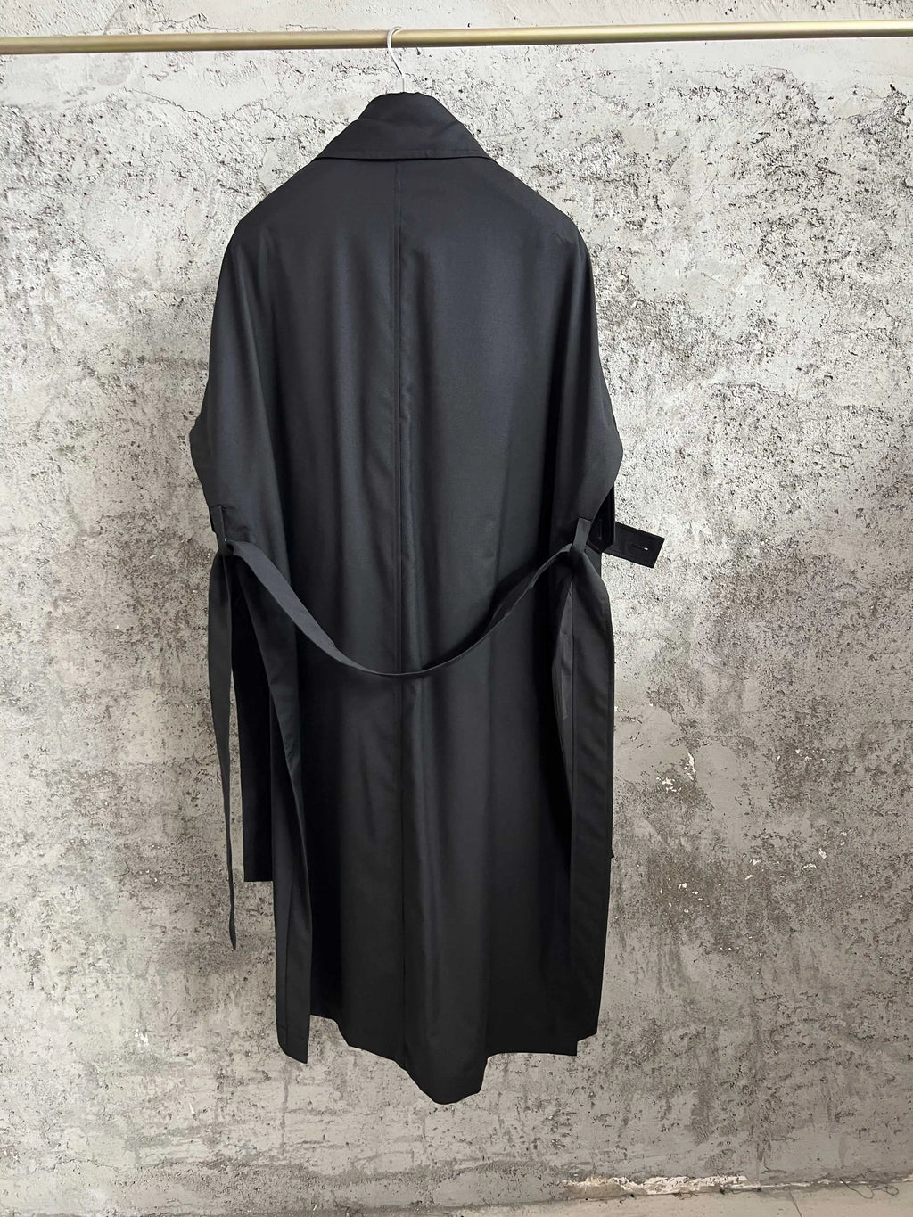 TOP-YAMAMOTO Japanese original design Dark style loose wool mixed tie double-breasted overcoat for men