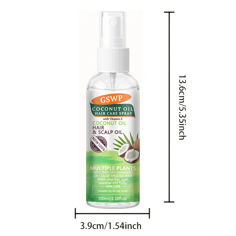 GSWP Coconut Oil Hair Care Spray, Ten-in-One, Deeply Moisturizes And Smooths Hair Texture, with Heat Protection.100/200ml