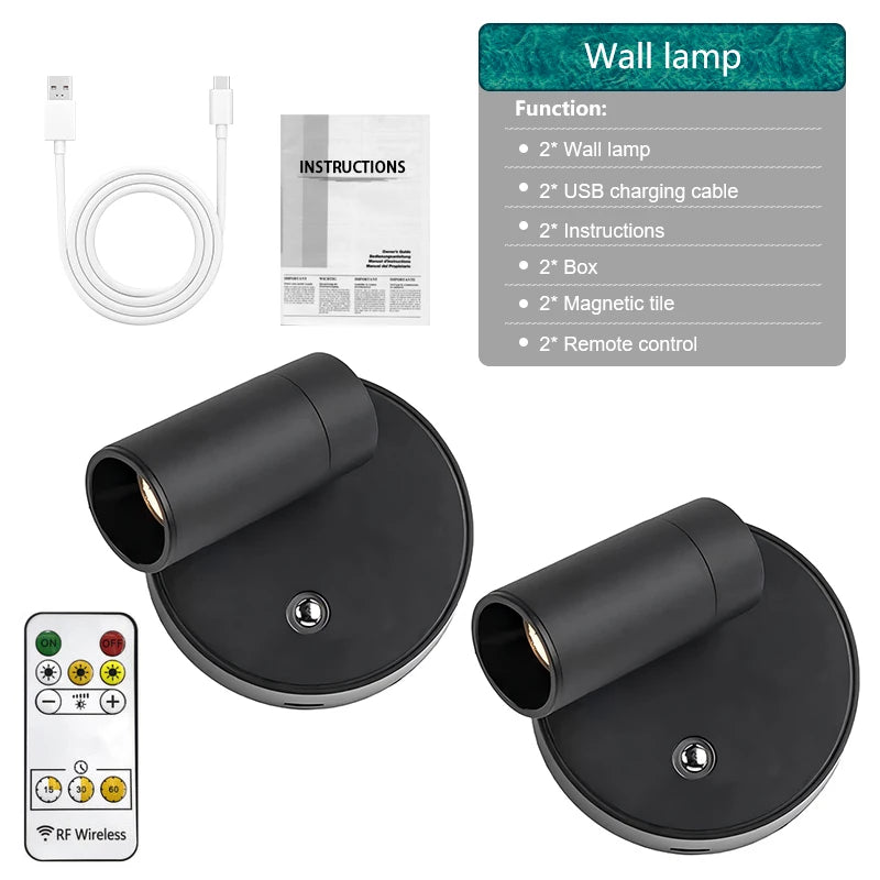 Dual Intelligent Control LED Light Magnetic USB Rechargeable Wall Lights Spotlight Stepless Dimmable Corridor Lamp Bedside Lamp