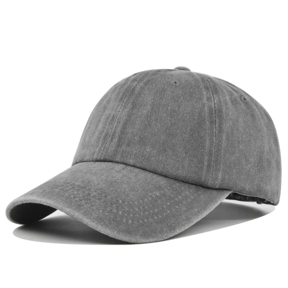 Unisex Baseball Cap Washed Adjustable Sun Hat Soft Top Peaked Hat Men Women Trucker Hat Vintage Outdoor Running Hat Adjustable