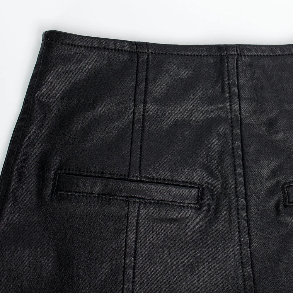 Sexy Black PU Casual Fashion Summer Shorts Women Clothing Goth Faux Leather High Waisted Womens Shorts Y2K Hot Woman Short Pants