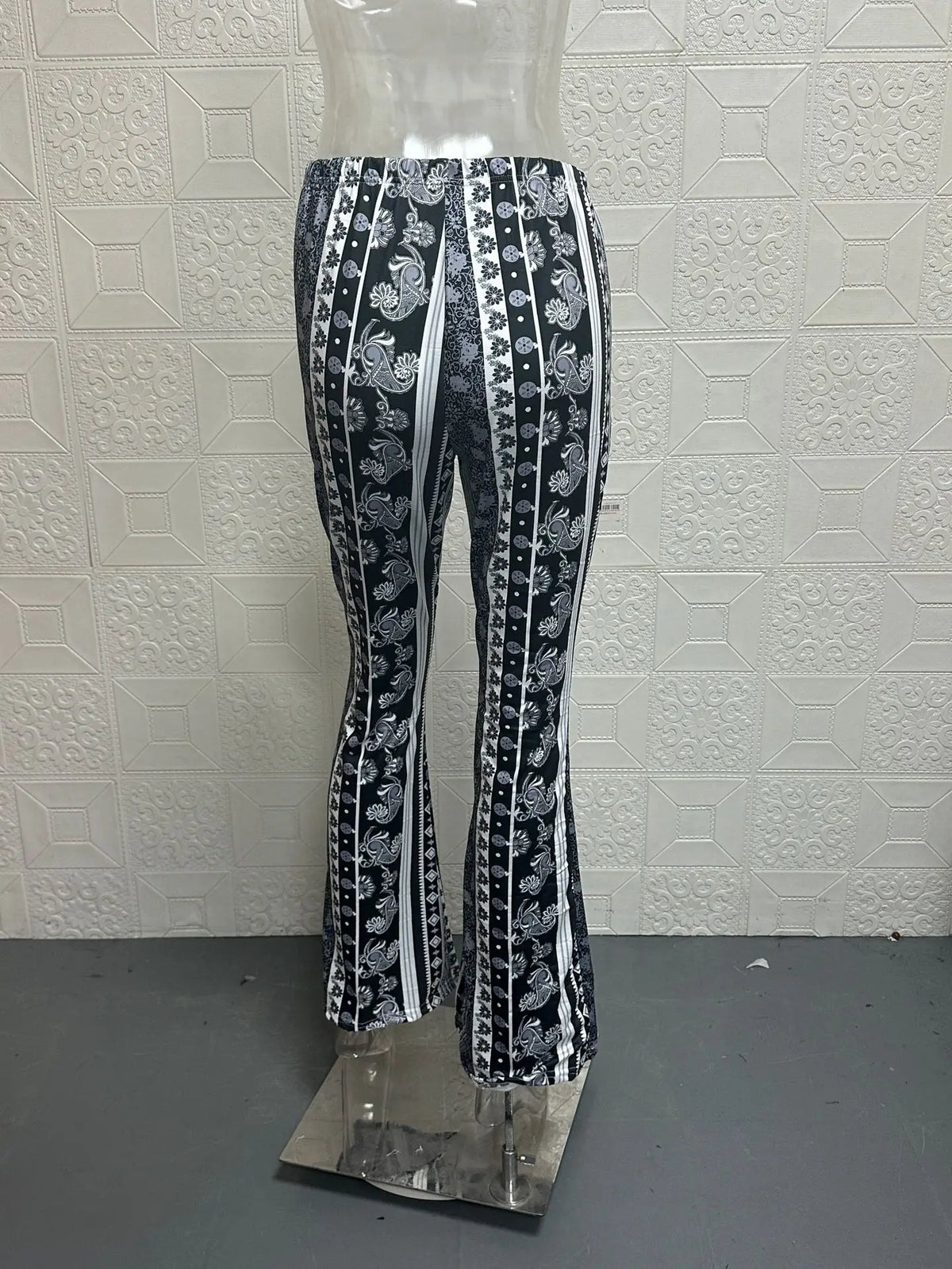 Fashionable New High Elasticity Tight Fitting Micro Flared Printed Casual Pants