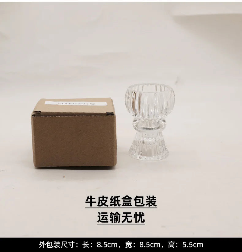 Creative Light Luxury Glass Candlestick European Retro Home Decoration Romantic Bar Skirt Double Use Candle Cup Holder Ornament