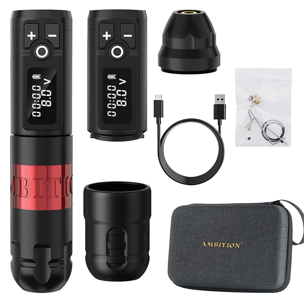 Ambition New Soldier Rotaty Battery Pen Wireless Tattoo Machine Portable Power Pack 2400mAh LED Digital Display For Body Art