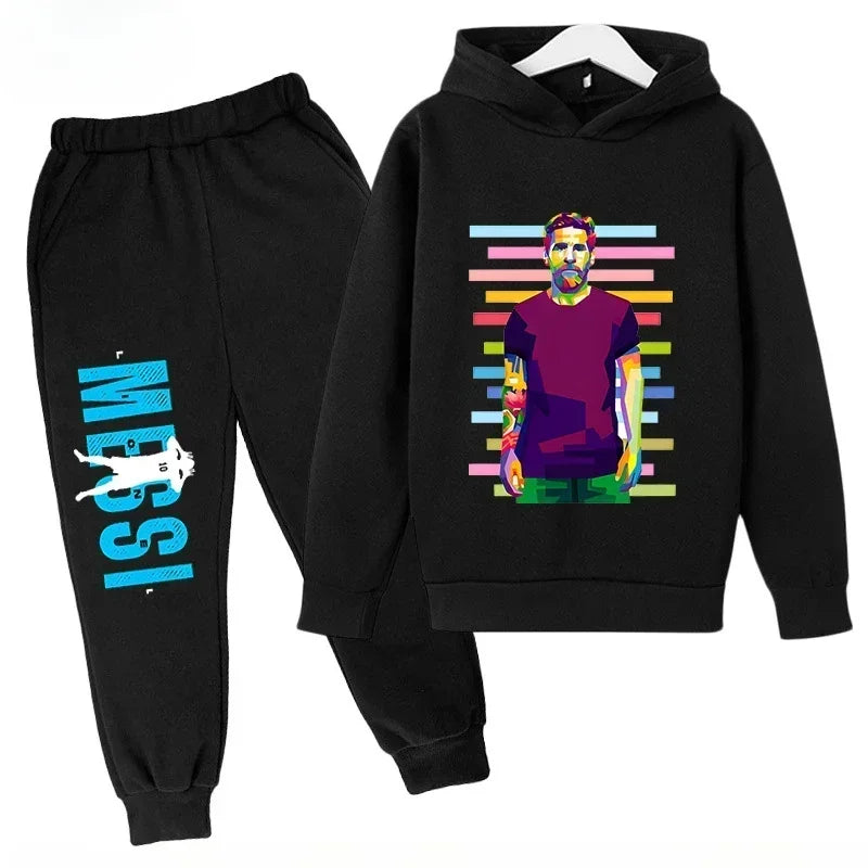 Spring Autumn Children's Set Sports Messi Print Hoodie Set Pants Suit 2pcs Set Boys Girls Kid Clothing Casual Fashion Tracksuit