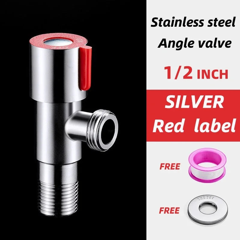 G1/2 Stainless Steel Hot Cold Inlet Valve Toilet Filling Angle Valves Sink Basin Water Heater Faucet for Bathroom Accessories