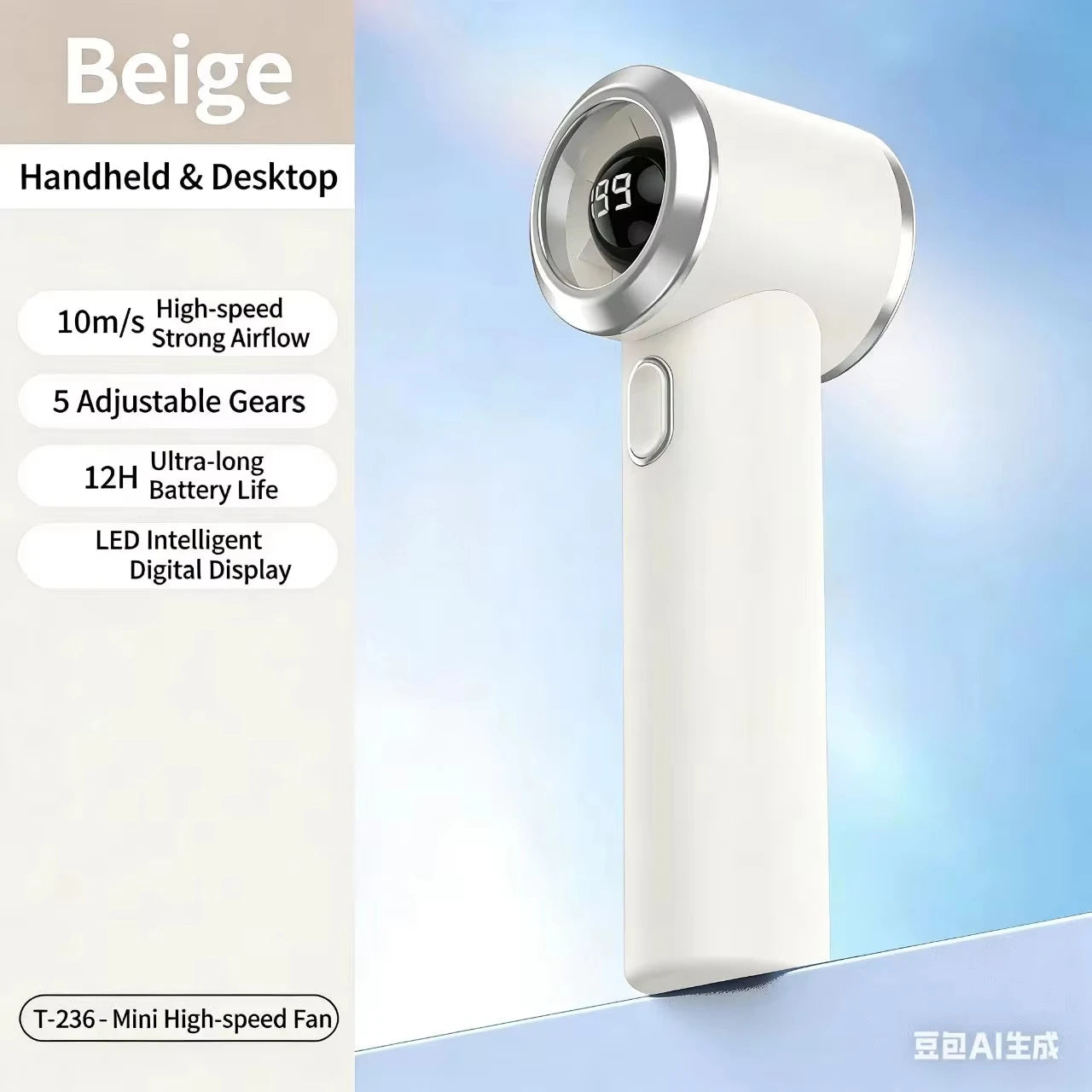 Powerful Mini Handheld Fan, Compact Portable Rechargeable Fan, High Speed Small Pocket Fan for Summer Travel Camping