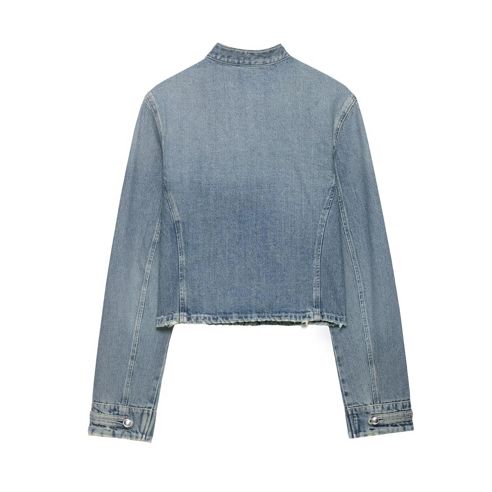 European and American style 2026 summer new women's clothing design sense close fitting denim jacket low waist shorts set