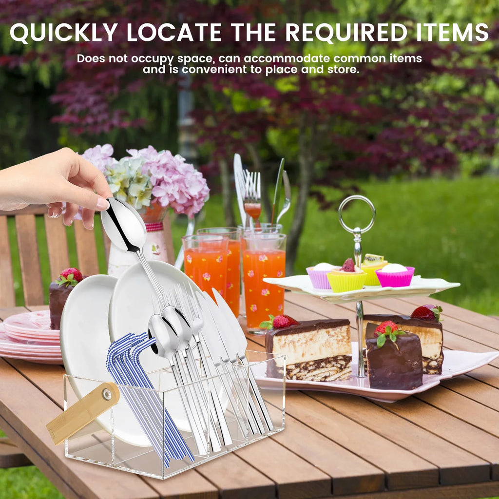4 Grids Acrylic kitchen cutlery organizerTableware Plates Cutlery holder with Handle Multipurpose
Cosmetics stationery organizer