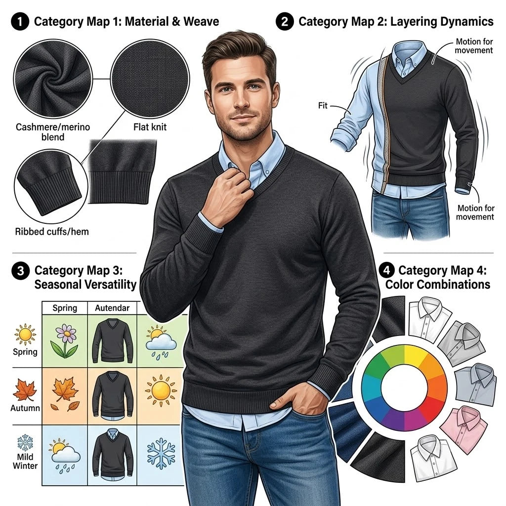 Men's V-Neck Sweater Winter Knitted Pullover Casual Warm Lightweight Y2K Knitwear Jumper Luxury T-shirts for Men Business Tshirt