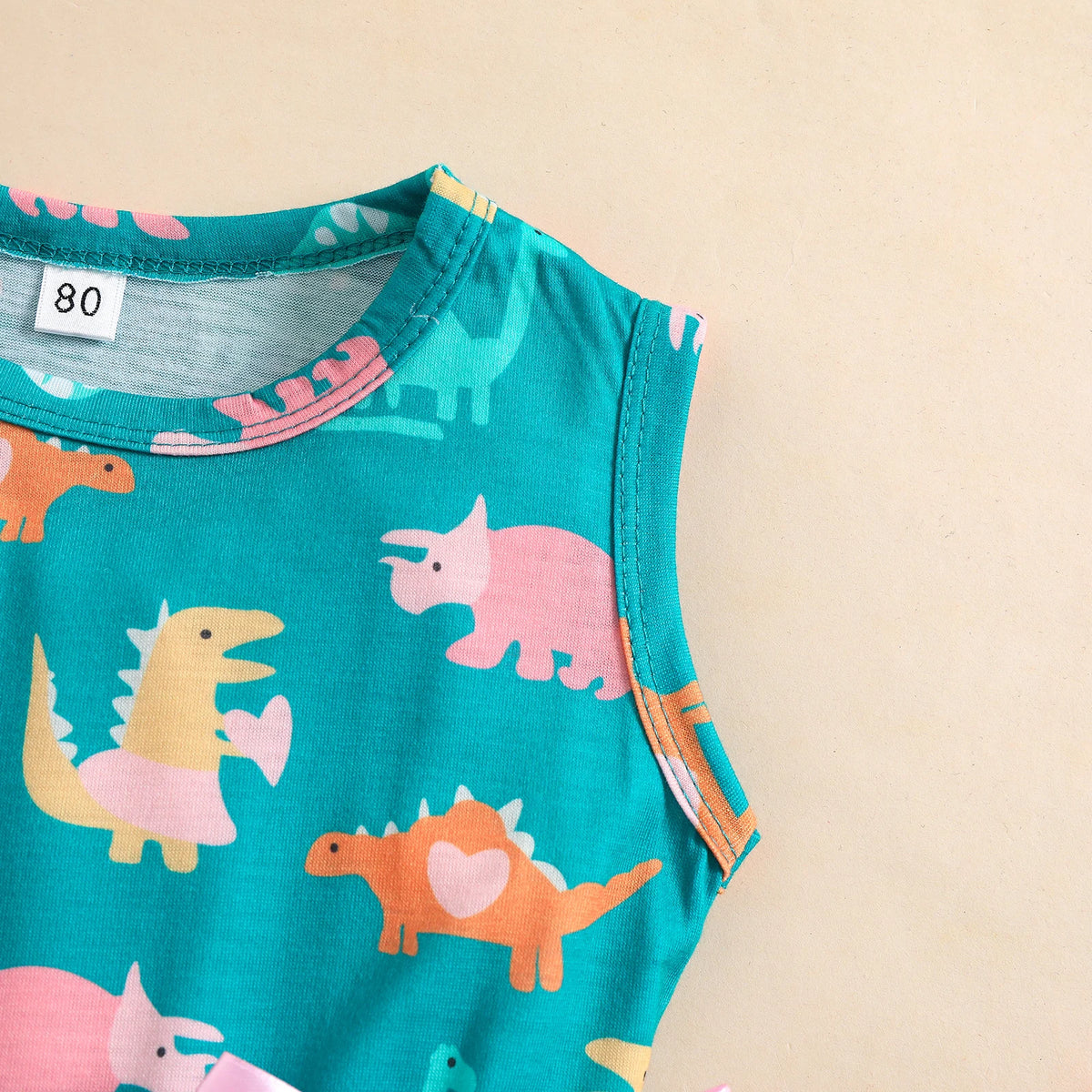 Summer 1-5 Years Little Girl Princess Dress Clothing Baby Girl Sleeveless Dinosaur Print Mesh Dress For Kids Girl Party