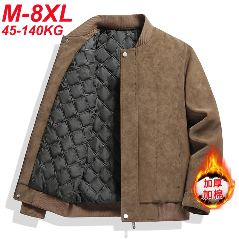 Leather Jacket Men Suede Coats Winter Windbreaker Oversized 6XL 7XL 8XL Plus Size Street Moto Autumn Brand Waterproof Softshell