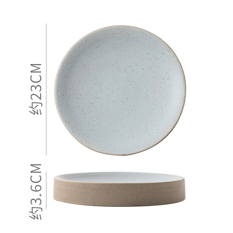 Vintage Round Ceramic Plate Creative Dessert Dim Sum Plate Pastry Plate Steak Plates Sushi Plates Molecular Cuisine Tableware