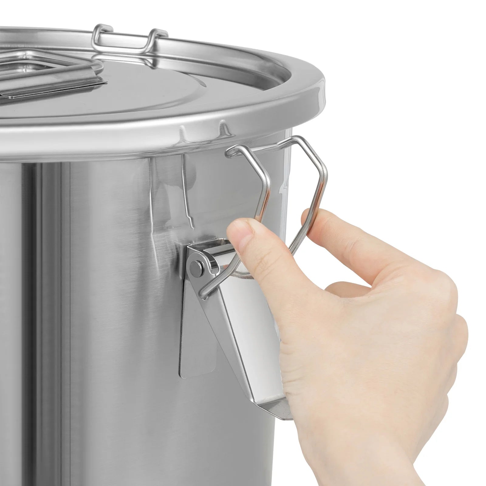 Bymaocar 12L 304 Stainless Steel Cereal Container Metal Kitchen Rice Oil Storage Bucket Airtight Durable, Corrosion Resistant