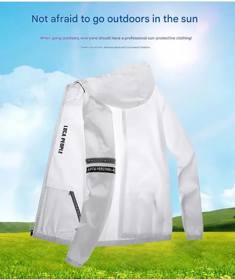 UPF50+ Summer Sun Protection Clothing Men's Casual Waterproof Quick-drying Bicycle Hooded Jacket Hiking Thin Skin Windbreaker