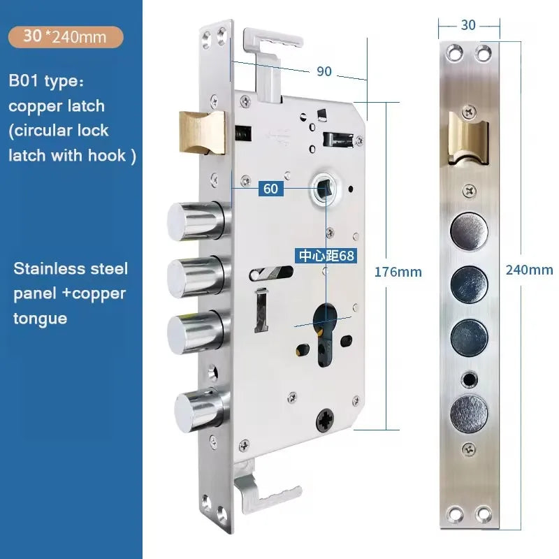 Stainless Steel Security Door Lock Body Smart Fingerprint Lock Body For Anti-theft  And 6068 Fingerprint Lock Body Accessories