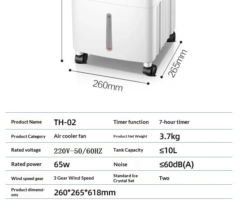 SIHAO Portable Air Conditioner Fan Humidifier Evaporative Cooler with Remote Control 10L Water Tank Strong Wind Silent Cooling