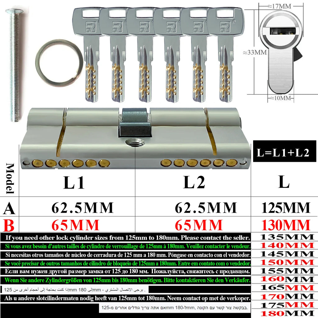 Customization: Open all household door locks with the same key. European standard high-quality 11 pin anti-theft lock cylinder