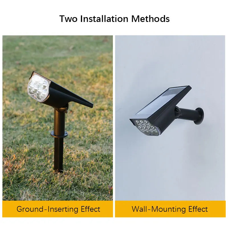 Solar Spotlights with Ground/Wall Mount, Auto ON/OFF LED Landscape Lighting for Garden Lawn Trees