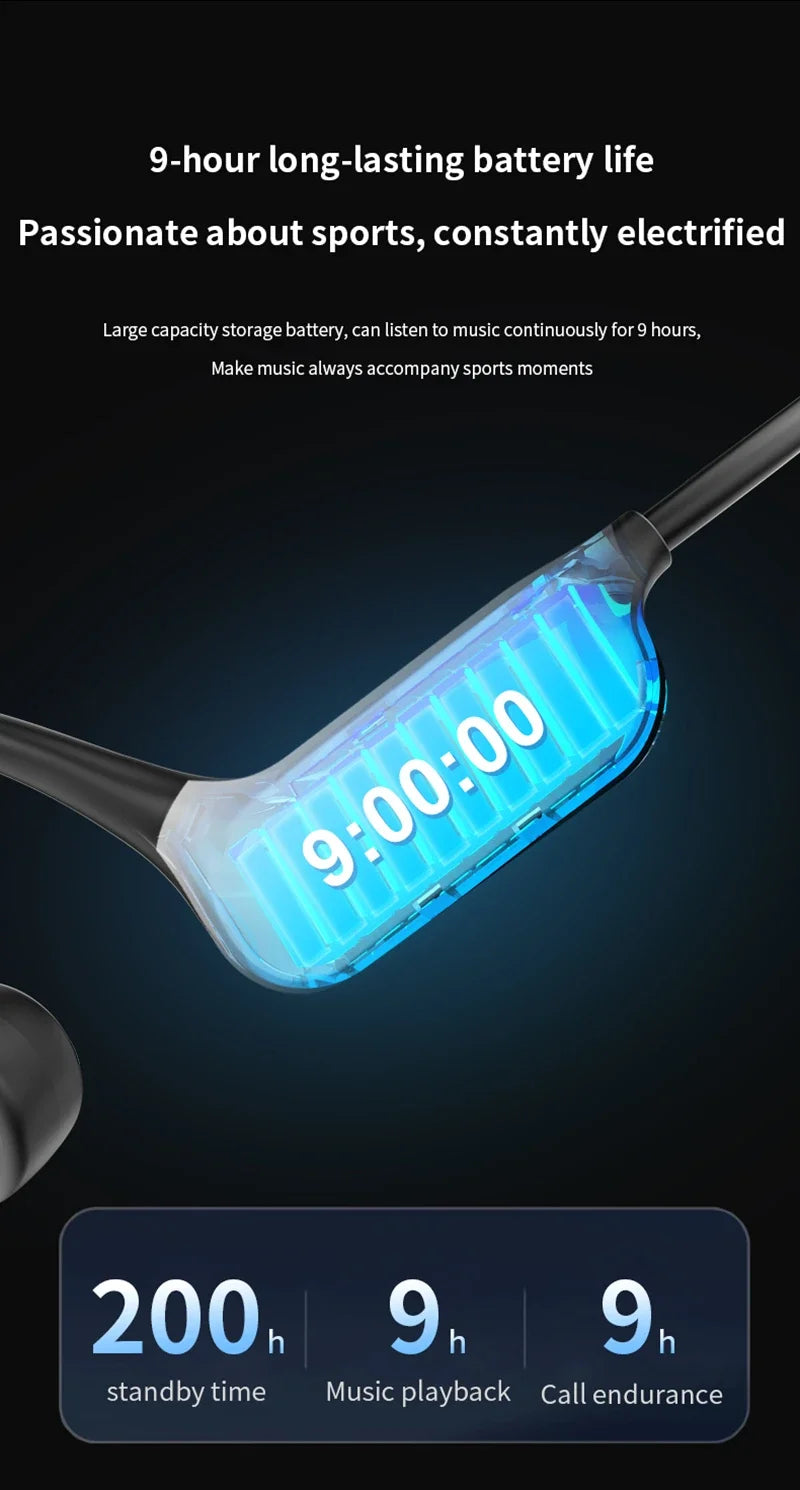 Bluetooth Wireless Bone Conduction Headphones Open Ear Headphones With Mic Waterproof Headphones For Sports Running