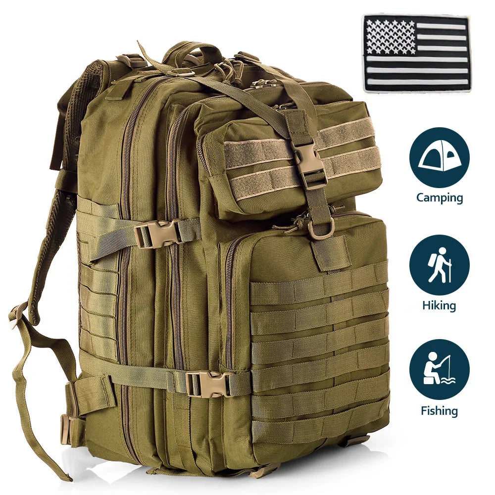 50 Liters Outdoor Tactical Dual Shoulder Large 3P Backpack Backcountry Cycling Sports Backpack Travel Attack Camouflage Multi-Fu