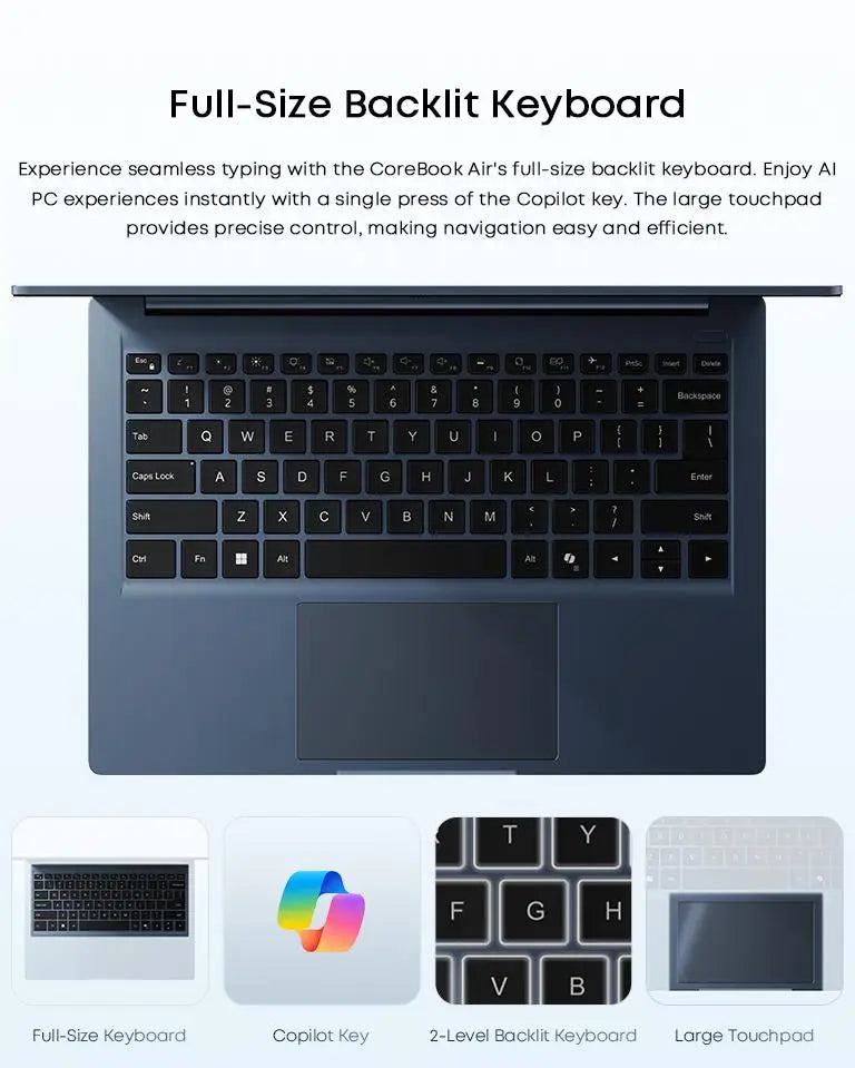 CHUWI Laptop Corebook Air AMD Ryzen 5 6600H 14 '' IPS Display 6 Cores 12 Threads 1kg Ultra-Light 9-16mm Ultra-Thin Notebook 1920x1200 Resolution Windows 11 Pro