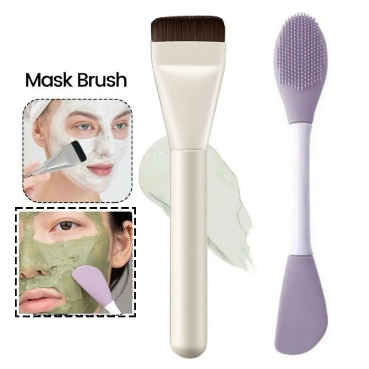 2PCS Makeup Brush Set - Foundation Brush & Dual-Ended Mask Brush for Flawless Skin Care & Makeup Application