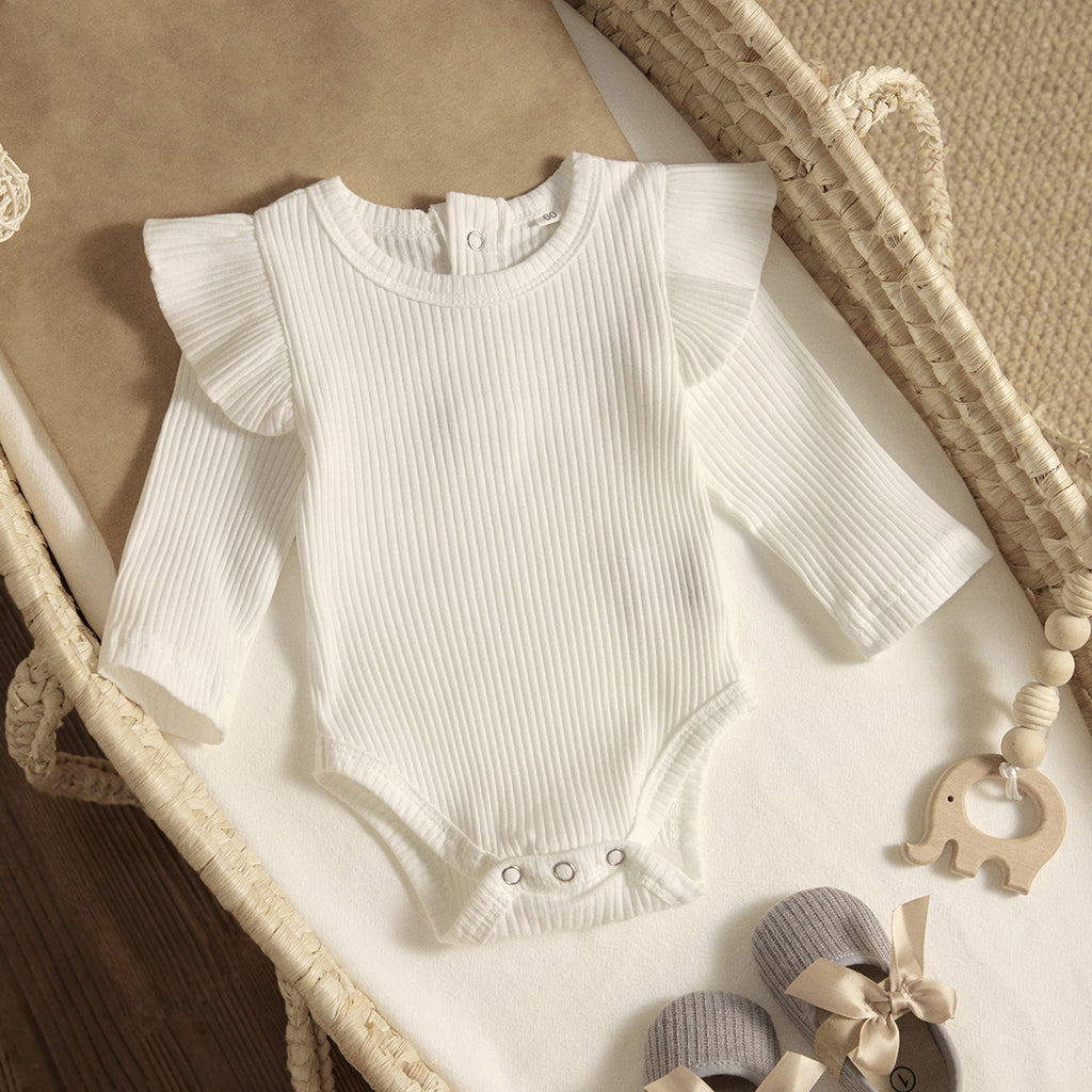 ma&baby 0-24M Spring Fall Newborn Baby Girls Romper Infant Knit Ruffle Jumpsuit Soft Long Sleeve Solid Color  Clothing