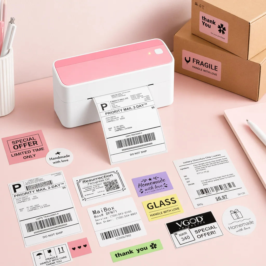 241BT 4X6 Wireless Thermal Label Printer for Small Business, Bluetooth Labels Printers for Shipping Package,