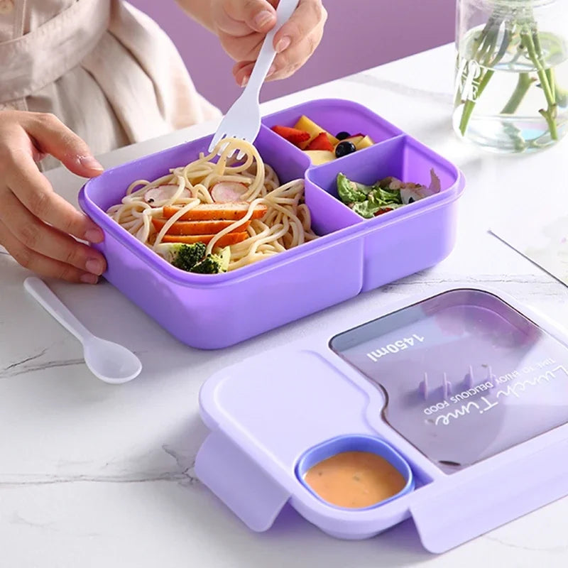 Portable Lunch Box Office Bento Box With Fork and Spoon Microwave Food Storage Container Reusable Food Boxes Quality Plastic