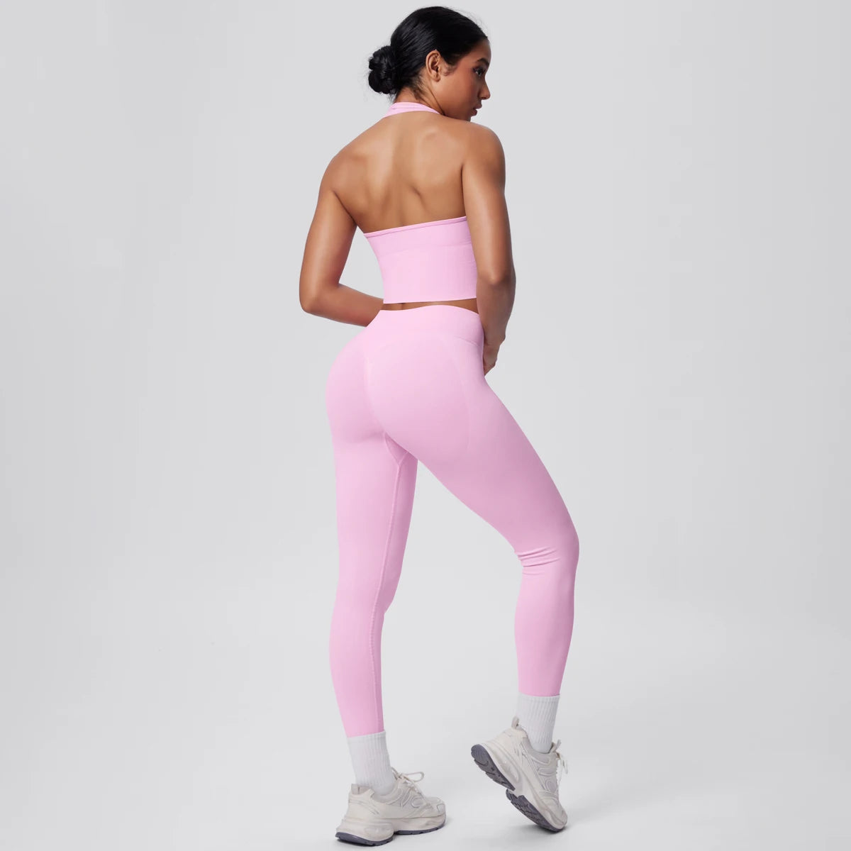 Rooftrellen 2PCS/set Women Gym Sports Yoga Set Breathable Shockproof Workout Top Backless Bra Push Up Fitness Pants Yoga Set