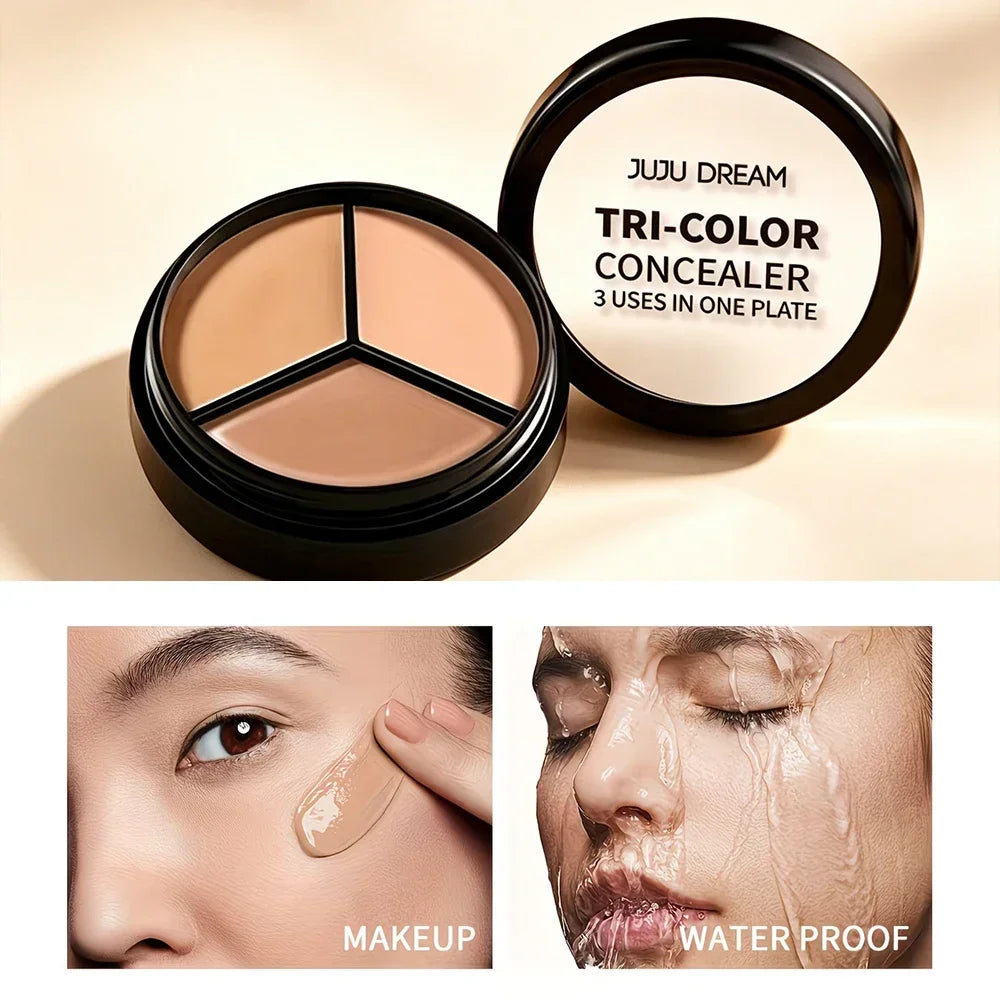 Professional Concealer Palette 3 Shades, Full Coverage Dark Circle Corrector, Face Makeup for Flawless Skin