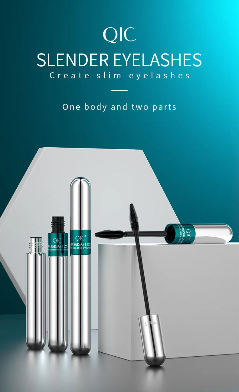 2 in 1 Dual Effect Black Waterproof Mascara 4D Lash Lengthening Thickening Curling Eye Lasting Fast Dry Mascara Makeup Cosmetics