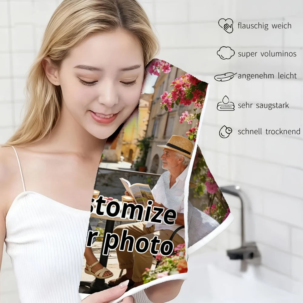 2pcs Custom-made Long Towels, Anniversary Commemorative, Household Use,Soft Touch,Dormitory,All-season Use, Skin-friendly Towels