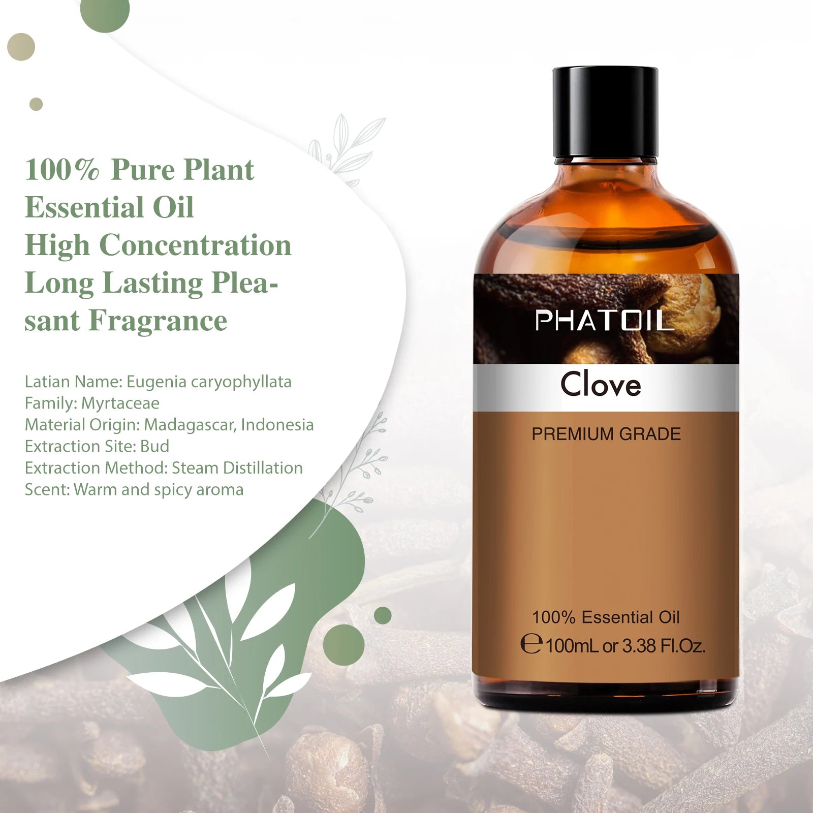 PHATOIL 100ML Copaiba Pure Essential Oils Helichrysum Neroli Australian Tea Tree Lemon Eucalyptus Turmeric Oregano Spearmint Oil