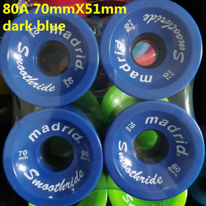 4pcs 70mm 51mm 80 duro Longboard Wheel for 70mm Skateboard Tire 80A Durable Elastic PU Ruedas for Road Street Skate Board Rodas