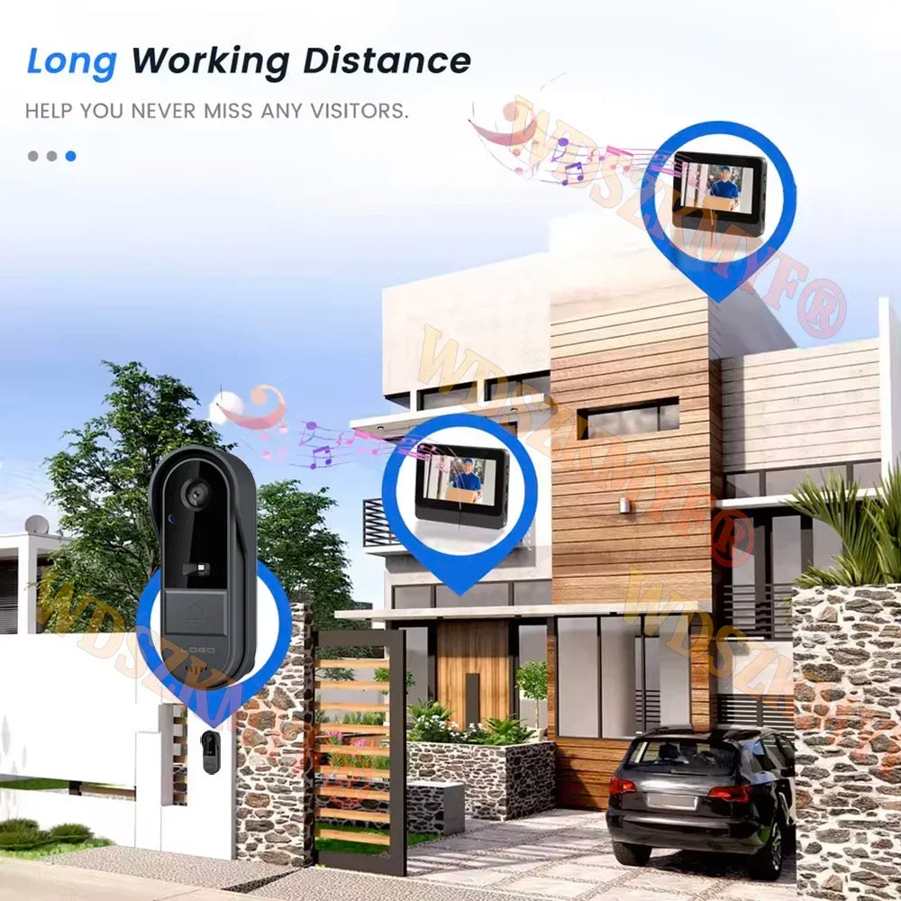 New Waterproof Doorbell Camera 4.3in IPS Screen Wireless Intercom Doorbell Night HD Vision Smart Home Security Video By Bell