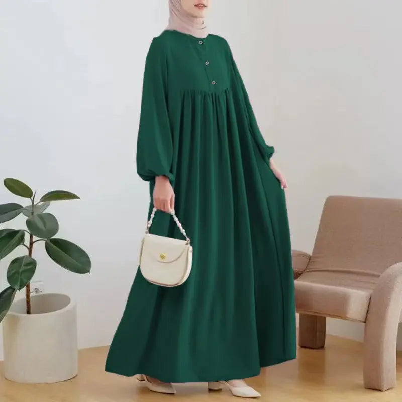 Stylish Casual Robe Bubble Sleeve Dress